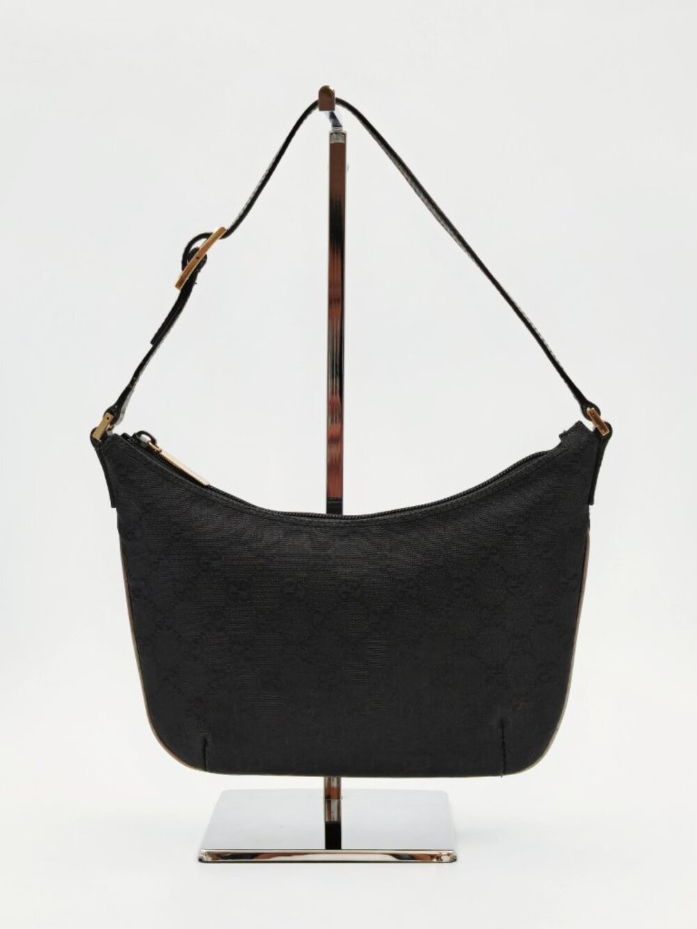 Vintage Gucci Black GG Monogram Canvas Shoulder Bag Hobo